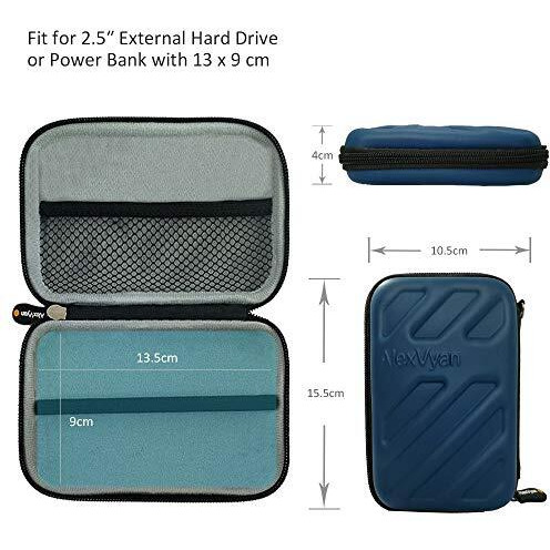 Alexvyan - Shock Proof External Hard Disk Case Protector For Seagate Backup Plus Slim 1Tb & 2Tb External Hard Drive Hard Disk Cover Hdd Case Casing Carry Bag Pouch Sleeve Enclosure (Blue Flower)