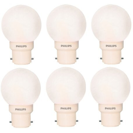 Philips 0.5W B22 Led Cool White Bulb, Pack Of 6 (Deco Mini)
