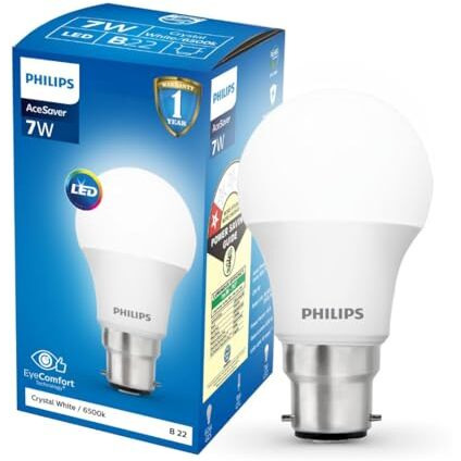Philips 7W B22 Led Cool Day Light Bulb, Pack Of 2 (Ace Saver)