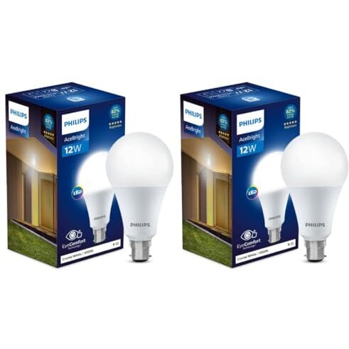 Philips Stellarbright 12-Watt Led Bulb B22 Base (Crystal White, Pack Of 2)
