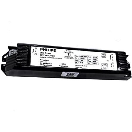 Philips Led Transformer 25 To 60 Watts 5A 12Vdc For Profile Light Strip Tape, Black