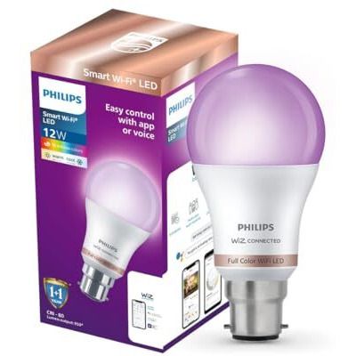 Philips Wiz Neo 12W B22 Wi-Fi & Bluetooth Led Smart Bulb With Music Sync, Compatible With Amazon Alexa & Google Assistant, 16 Million Colours & Motion Sensing Technology | Pack Of 1