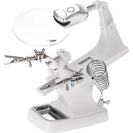 Mmobiel Helping Hand Soldering Station Led Light Hands Free 360 Rotating Magnifying Glass Stand With Clamp And Clips