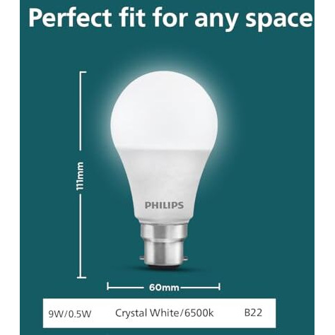 Philips Multi - Wattage Led Bulb | 2 Wattages (9W, 0.5W) In 1 Led Bulb | Colour  Crystal White, Pack Of 1