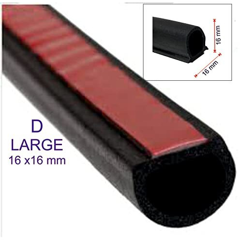 Stick&Seal D-Shape Car Door Seal 16Mm X16Mm Black,Good For Suv And Bigger Vahicles (4 Meters) (Large 16 X16 Mm)