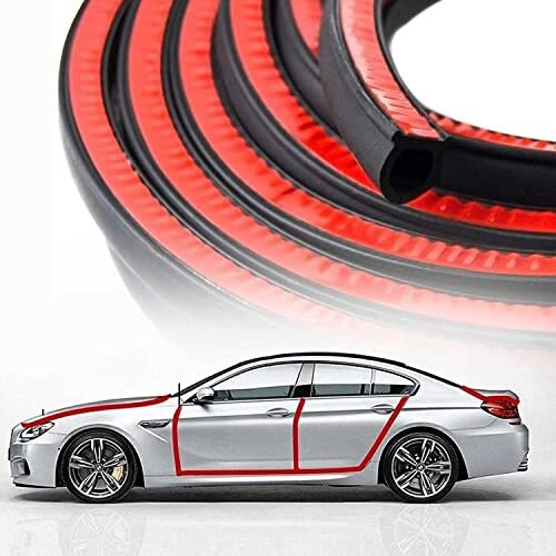 Stick&Seal D-Shape Weatherstrip Door Seal 16Mm X16Mm Automotive Window Door Soundproofing, Car Motor Auto Door Rubber Weather Stripping Hollow Black (4 Meters) (Large 16 X16 Mm)