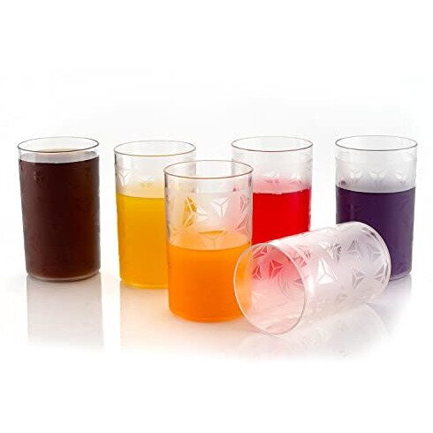 Kitchenwell 12 Pcs Diamond Plastic Unbreakable Multi-Purpose Transparent Water/Juice Glass Set (300 Ml,Clear)