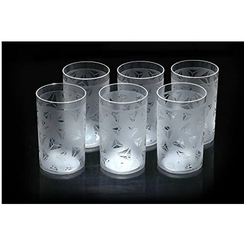 Kitchenwell 12 Pcs Diamond Plastic Unbreakable Multi-Purpose Transparent Water/Juice Glass Set (300 Ml,Clear)
