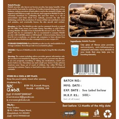 Nac Natural's 100% Pure Mulethi Powder | Yashimadhu | Liquorice | Glycyrrhiza Glabra For Hair And Skin Care Liquorice / Mulethi Root | Yashtimadhu Powder For Health, Skin And Hair Care | Natural & Edible Licorice