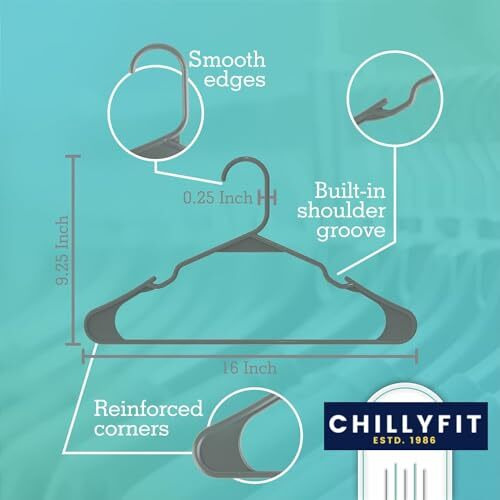 Hangers For Clothes, 20 Pack Chillyfit Plastic Hangers Clothes Hangers For Clothing, Closet, Coats & Shirts - For Everyday Standard Use, Room Essentials & Basics- Grey