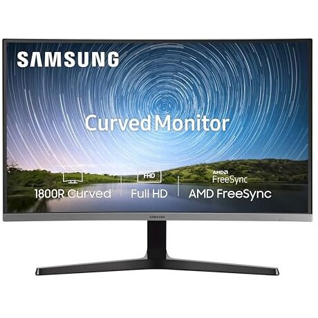 Samsung 27-Inch(68.5Cm) Fhd, 1800R Curved 1,920 X 1,080 Led Monitor, Va Panel, Slim Design, Amd Freesync, Flicker Free, Hdmi, Audio Port (Lc27R500Fhwxxl, Dark Blue Gray)