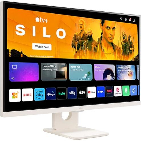 Lg 27Sr50F Smart Monitor (27", 68.6Cm), Fhd Ips Display (1920 X 1080) With Webos, Work & Play Smarter, Thinq Home Dashboard, Airplay 2 + Screen Share + Bluetooth, Stylish Design - White