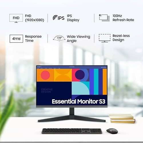 Samsung 24-Inch (60.46Cm) Fhd, Ips Display, 100 Hz, 1920 X 1080 Flat Monitor, Bezel Less Design, Amd Freesync, Flicker Free, Hdmi, Display Port (Ls24C330Gawxxl, Black)