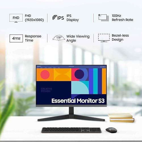 Samsung 27-Inch (68.59Cm) Fhd, Ips Display, 100 Hz, 1920 X 1080 Flat Monitor, Bezel Less Design, Amd Freesync, Flicker Free, Hdmi, Display Port (Ls27C330Gawxxl, Black)