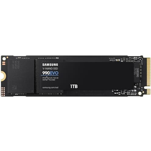 Samsung 990 Evo Ssd 1Tb, Pcie 5.0 X2 M.2 2280, Speeds Up-To 5,000Mb/S, Upgrade Storage For Pc/Laptops, Hmb Technology And Intelligent Turbowrite Mz-V9E1T0Bw, Black