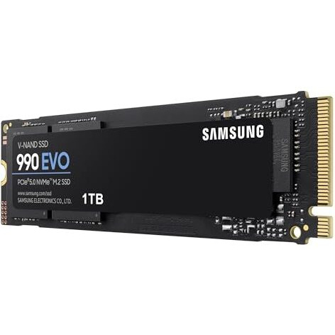 Samsung 990 Evo Ssd 1Tb, Pcie 5.0 X2 M.2 2280, Speeds Up-To 5,000Mb/S, Upgrade Storage For Pc/Laptops, Hmb Technology And Intelligent Turbowrite Mz-V9E1T0Bw, Black
