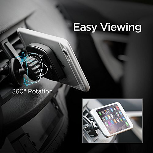 Spigen Air Vent Car Mobile Holder [Strong Magnet][Compact Design][Stable Hold][Metal Plate Included] Compatible With Most Smartphone Devices - Black