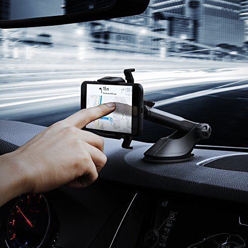 Spigen Dashboard & Windshield Car Mobile Holder [Strong Suction Cup][360 Rotational][Stable Hold] Compatible With Most Smartphone Devices - Black