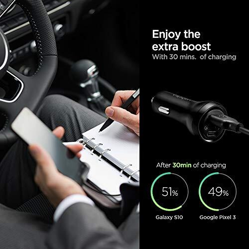 Spigen Car Charger Adapter F31Qc Max 45W (27W+18W)[Pd3.0][Qc3.0] Quick And Fast Charging - Black