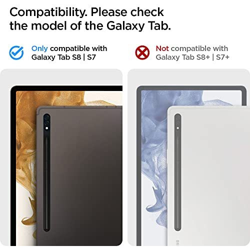 Spigen Rugged Armor Pro For Galaxy Tab S8 / Tab S7 5G / Tab S7 11Inch Full Cover Folio Case With Built In S Pen Holder, Trifold Stand - Black