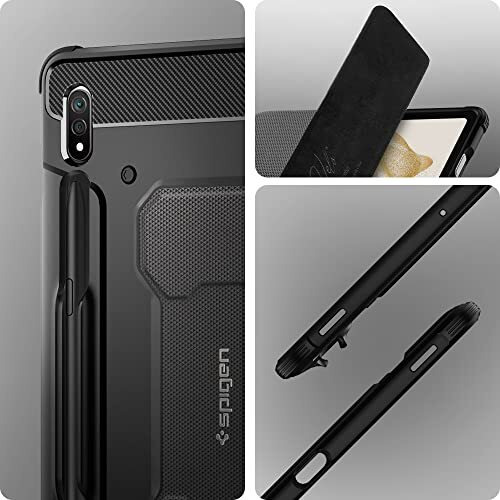 Spigen Rugged Armor Pro For Galaxy Tab S8 / Tab S7 5G / Tab S7 11Inch Full Cover Folio Case With Built In S Pen Holder, Trifold Stand - Black