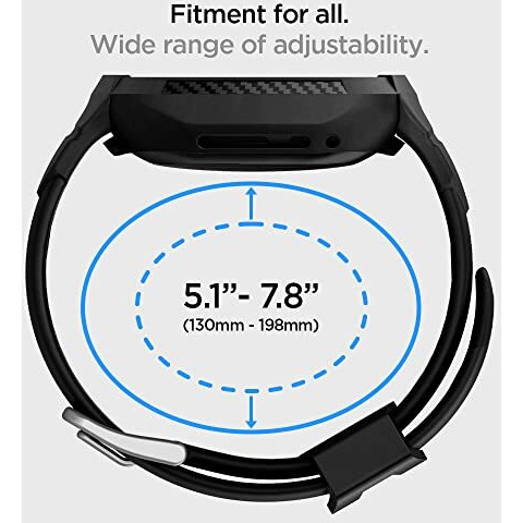 Spigen Rugged Armor Pro For Fitbit Versa 3 Case With Strap -Black