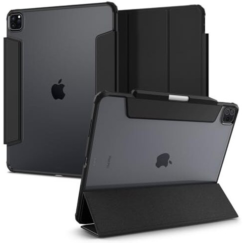 Spigen Ultra Hybrid Pro For Ipad Pro 12.9Inch M2 6Th Gen(2022) Case / M1 5Th Gen(2021) Full Cover Folio Case With Built In Pencil Holder, Trifold Stand, Auto Sleep/Wake - Black