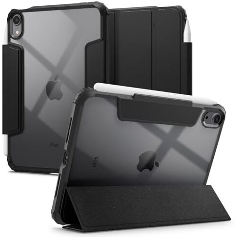 Spigen Ultra Hybrid Pro For Ipad Mini 7Th/6Th Gen (2024/2021) 8.3Inch Full Cover Folio Case With Built In Pencil Holder, Trifold Stand, Auto Sleep/Wake - Black