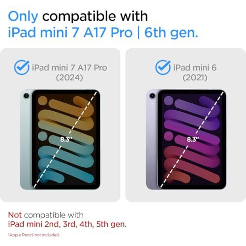 Spigen Ultra Hybrid Pro For Ipad Mini 7Th/6Th Gen (2024/2021) 8.3Inch Full Cover Folio Case With Built In Pencil Holder, Trifold Stand, Auto Sleep/Wake - Black