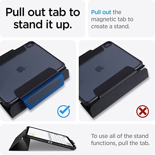 Spigen Ultra Hybrid Pro For Ipad Mini 7Th/6Th Gen (2024/2021) 8.3Inch Full Cover Folio Case With Built In Pencil Holder, Trifold Stand, Auto Sleep/Wake - Black