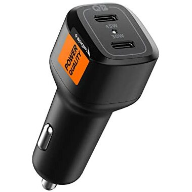 Spigen Car Charger Adapter Pc2200 Max 75W (45W+30W)[Fast Charging 3.0][Pps 25W][Pd30W] Quick And Fast Charging - Black