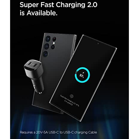 Spigen Car Charger Adapter Pc2200 Max 75W (45W+30W)[Fast Charging 3.0][Pps 25W][Pd30W] Quick And Fast Charging - Black