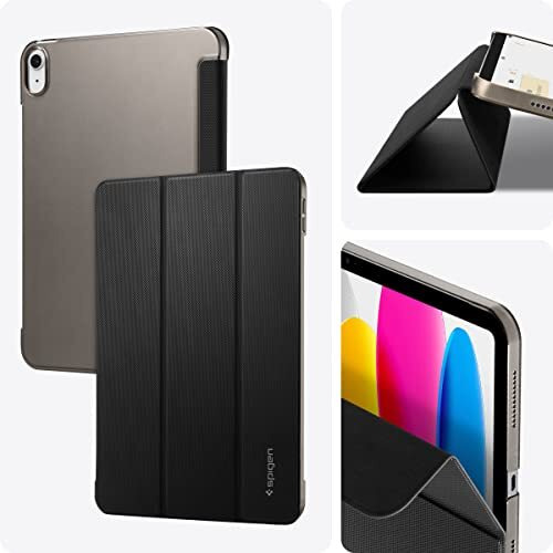 Spigen Liquid Air Folio For Ipad 11 Inch 11Th Gen A16 (2025) Case/Ipad 10.9Inch 10Th Gen A14 Bionic (2022) Full Cover Folio Case With Trifold Stand, Auto Sleep/Wake - Black