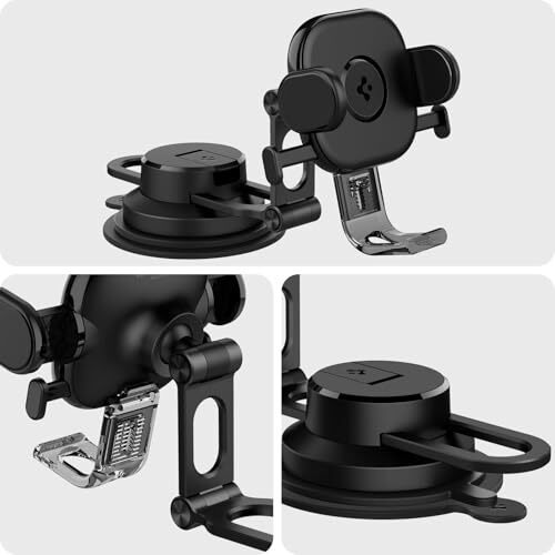 Spigen Dashboard & Windshield Car Mobile Holder [Strong Suction Cup][Double Joint Arm] Compatible With Most Smartphone Devices - Black