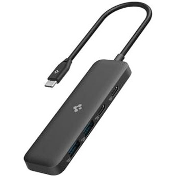Spigen 4-In-1 Usb Hub 3.2 Gen1 5Gbps And 2 Usb-A With 5Gbps, 2 Usb-C With 5Gbps Lightweight Portable Hub - Black