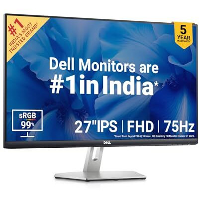 Dell S2721Hnm 27"/68.96 Cm Fhd Ips Monitor|Titan Grey|75Hz|99% Srgb|4 Ms|Brightness 300 Cd/M2| Low Blue Light Tech|3-Sided Bezelless|Hdmi X2| Tilt Adjustment|Contrast Ratio 10001|Dell Display Manager