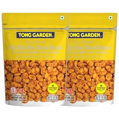 Tong Garden 500G Pad-Khi-Mao Broad Beans | Crispy Snack With Garlic, Chili & Onion | Crunchy, Flavorful, And Healthy Snack Option - (Pack Of 2)