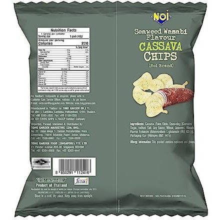Tong Garden Seaweed Wasabi Flavour Cassava Chips 40G (Pack Of 10)