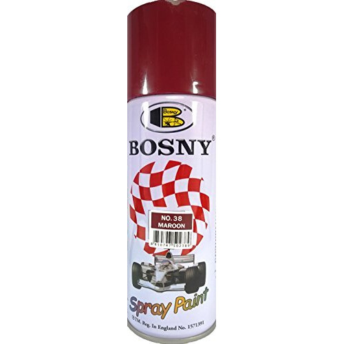 Bosny 38 Aerosol Spray Paint, Red, Maroon Gloss Finish 400 Ml