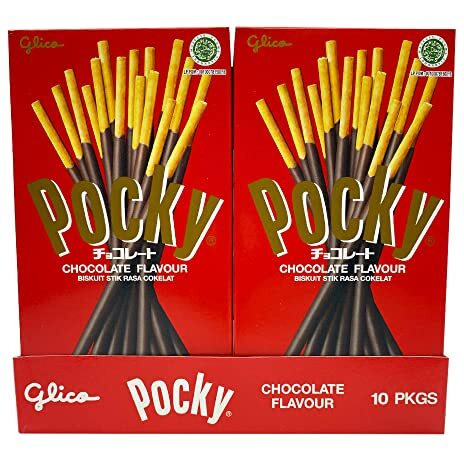 Glico Pocky Chocolate Cream Covered Biscuit Sticks, 47 Gram, 10 Pack