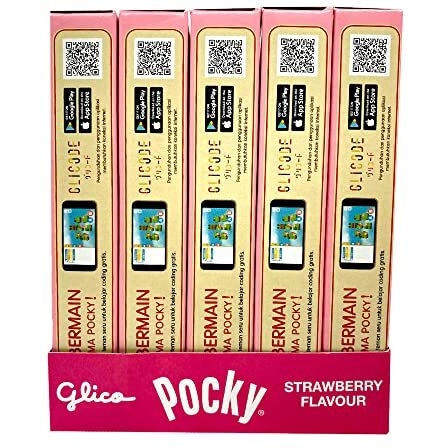 Glico Pocky Strawberry Cream Covered Biscuit Sticks, 1.59 Oz  45 G, 10 Pack
