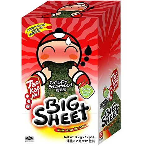 Tao Kae Noi Crispy Seaweed Big Sheet Spicy Flavour, 12 X 3.2 G