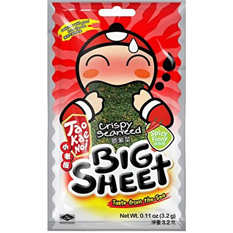 Tao Kae Noi Crispy Seaweed Big Sheet Spicy Flavour, 12 X 3.2 G