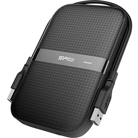 Sp Silicon Power Silicon Power Armor A60 1Tb Rugged External Hard Drive, Military-Grade Shockproof Water-Resistant Usb 3.0 Portable Hdd For Desktop Laptop Pc Mac Computer, Black