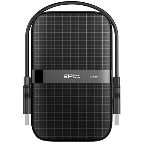 Sp Silicon Power Silicon Power Armor A60 1Tb Rugged External Hard Drive, Military-Grade Shockproof Water-Resistant Usb 3.0 Portable Hdd For Desktop Laptop Pc Mac Computer, Black