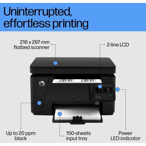 Hp Laserjet Pro Mfp M126A, Print, Copy, Scan, Hi-Speed Usb 2.0, Up To 21 Ppm, 150-Sheet Input Tray, 100-Sheet Output Tray, 8000-Page Duty Cycle, 700-Page Yield, Black And White, Cz174A
