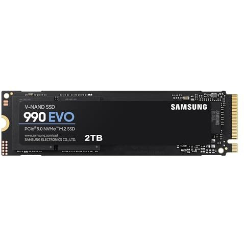 Samsung 990 Evo Ssd 2Tb, Pcie 5.0 X2 M.2 2280, Speeds Up-To 5,000Mb/S, Upgrade Storage For Pc/Laptops, Hmb Technology And Intelligent Turbowrite, Mz-V9E2T0Bw, Black