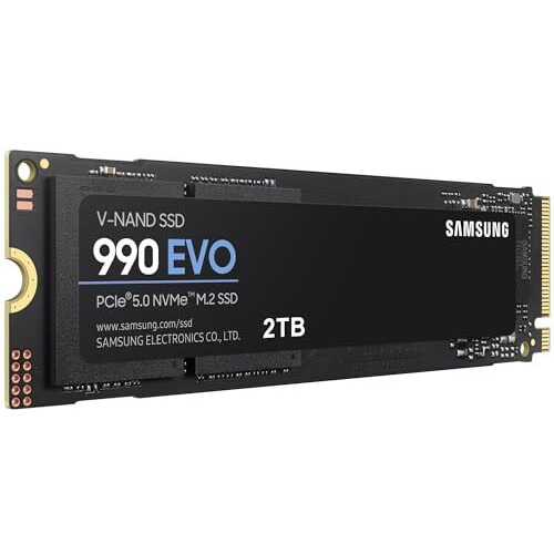 Samsung 990 Evo Ssd 2Tb, Pcie 5.0 X2 M.2 2280, Speeds Up-To 5,000Mb/S, Upgrade Storage For Pc/Laptops, Hmb Technology And Intelligent Turbowrite, Mz-V9E2T0Bw, Black