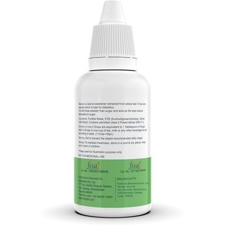 Nutritjet Stevia Liquid Drops Natural - Zero Calories & Zero Carbs, Sugar Substitute Great For Weight Control - 30Ml