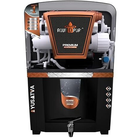 Aqua D Pure 4 In 1 Alkaline Ro Waer Purifier With Goodness Of Copper And Ro, Uv, Uf, Inbuilt Tds Adjuster, Multisource Water Compatibility, Black